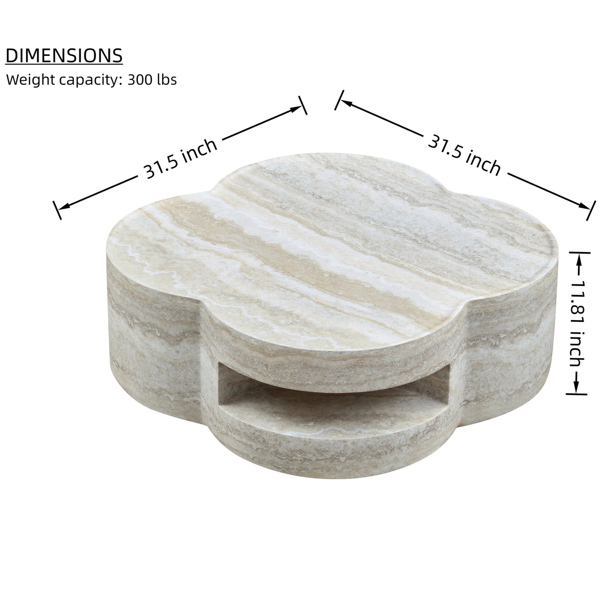 31.5" Clover Round Faux Marble Coffee Table