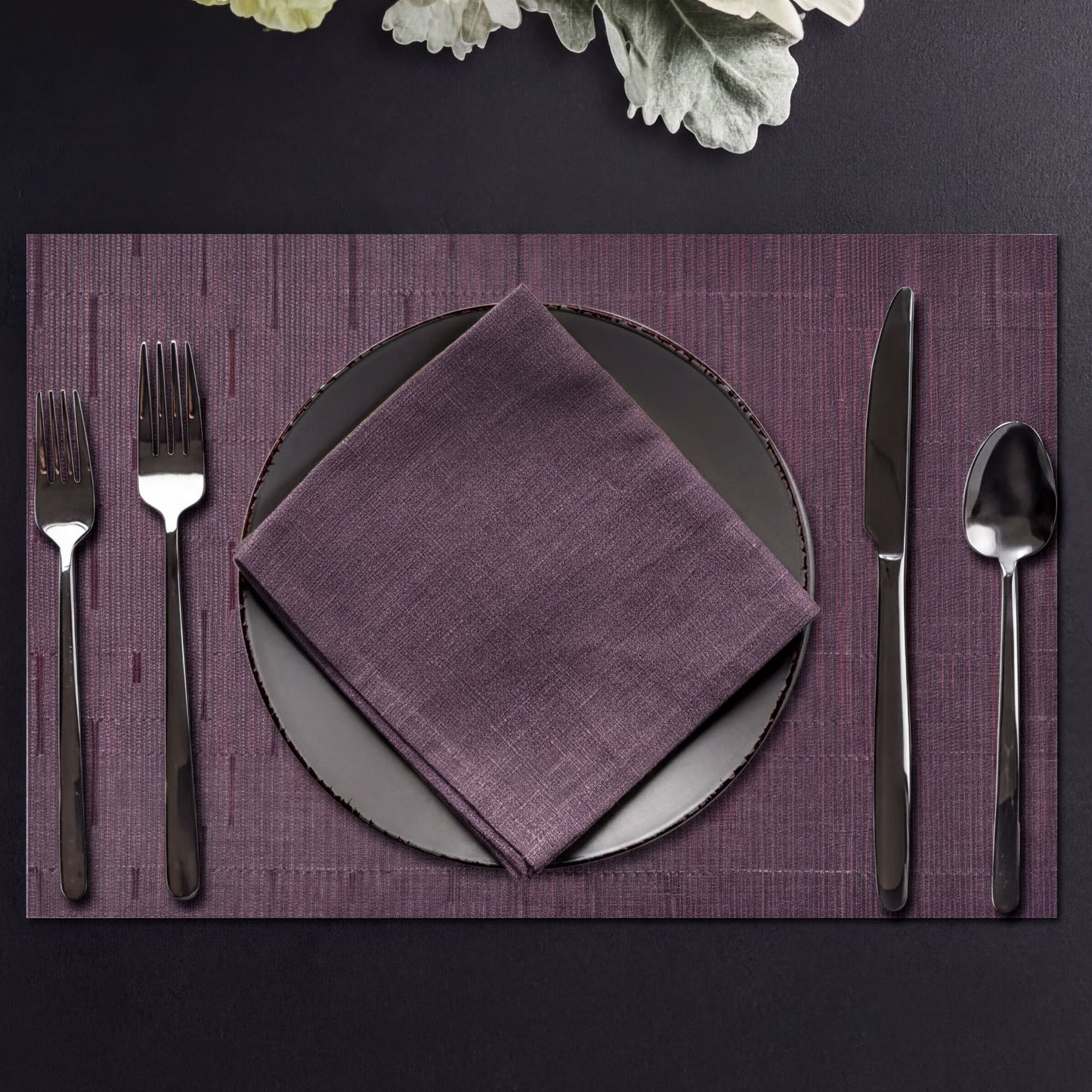 PVC Placemats – Burgundy Dining Table Mats | Non Slip, Heat Resistant, Easy Clean