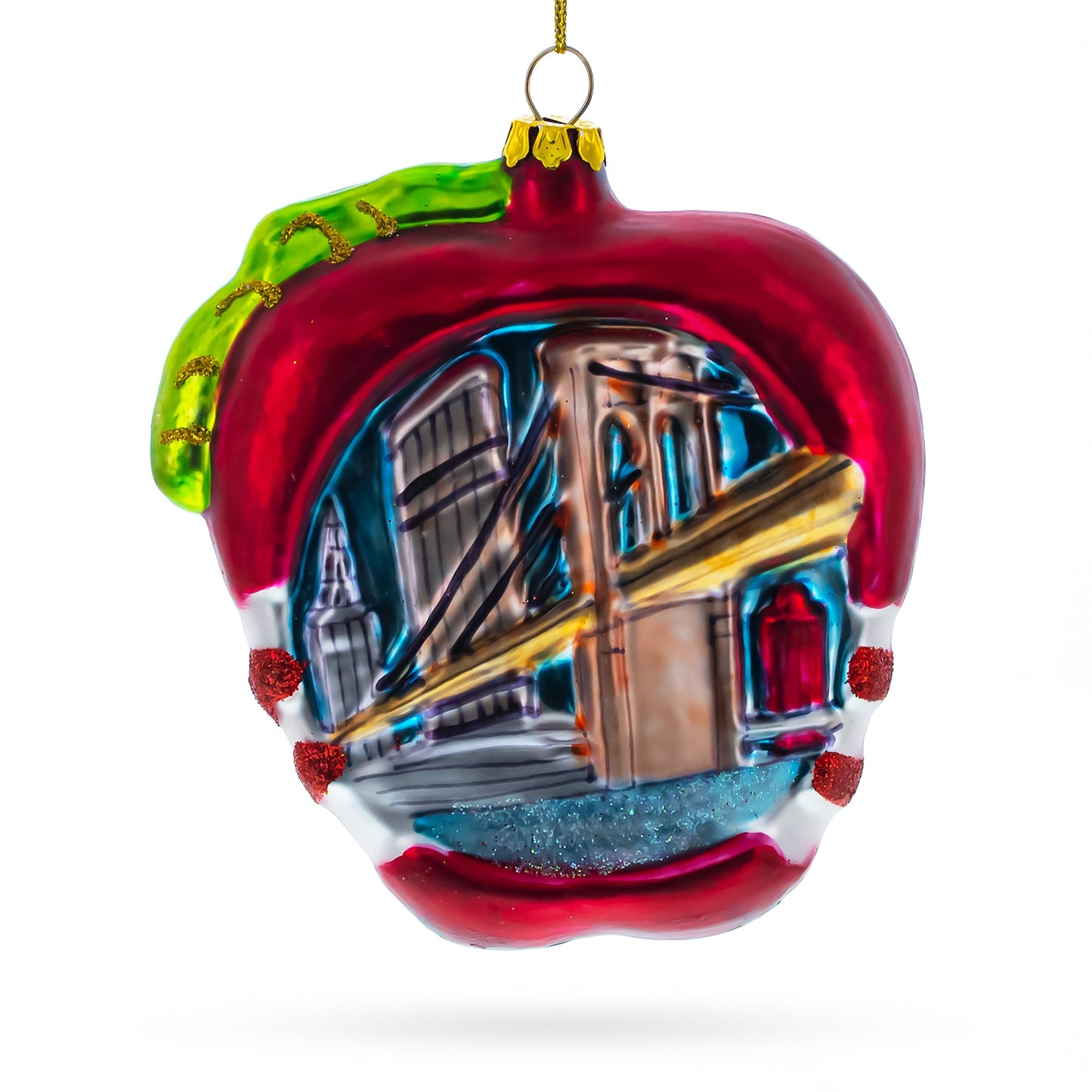 New York City Apple Symbol Glass Christmas Ornament