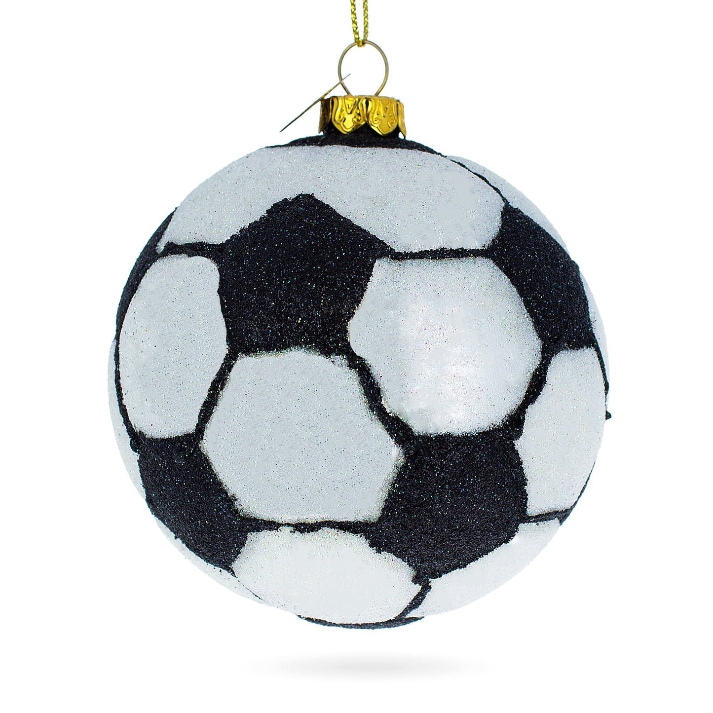 Sporty Soccer / Football Glass Christmas Ornament
