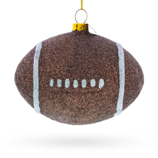 Sparkly Football Glass Christmas Ornament