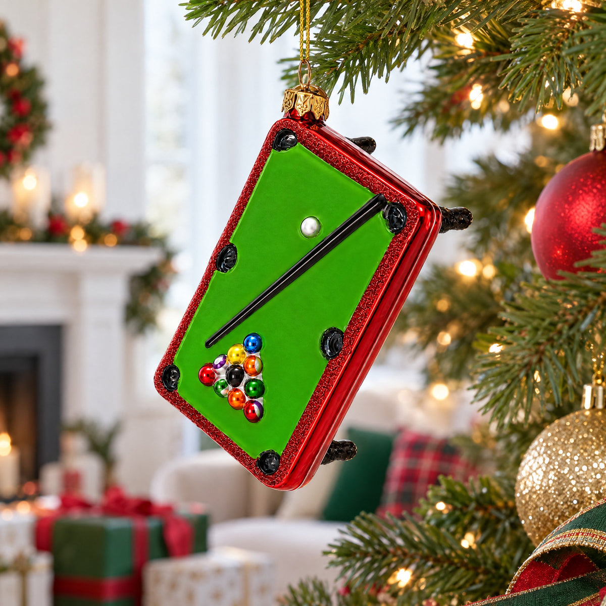 Billiard/Pool Table Glass Christmas Ornament