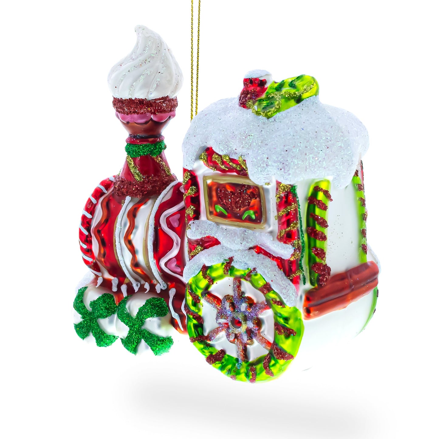 Candy Cane Train Glass Christmas Ornament