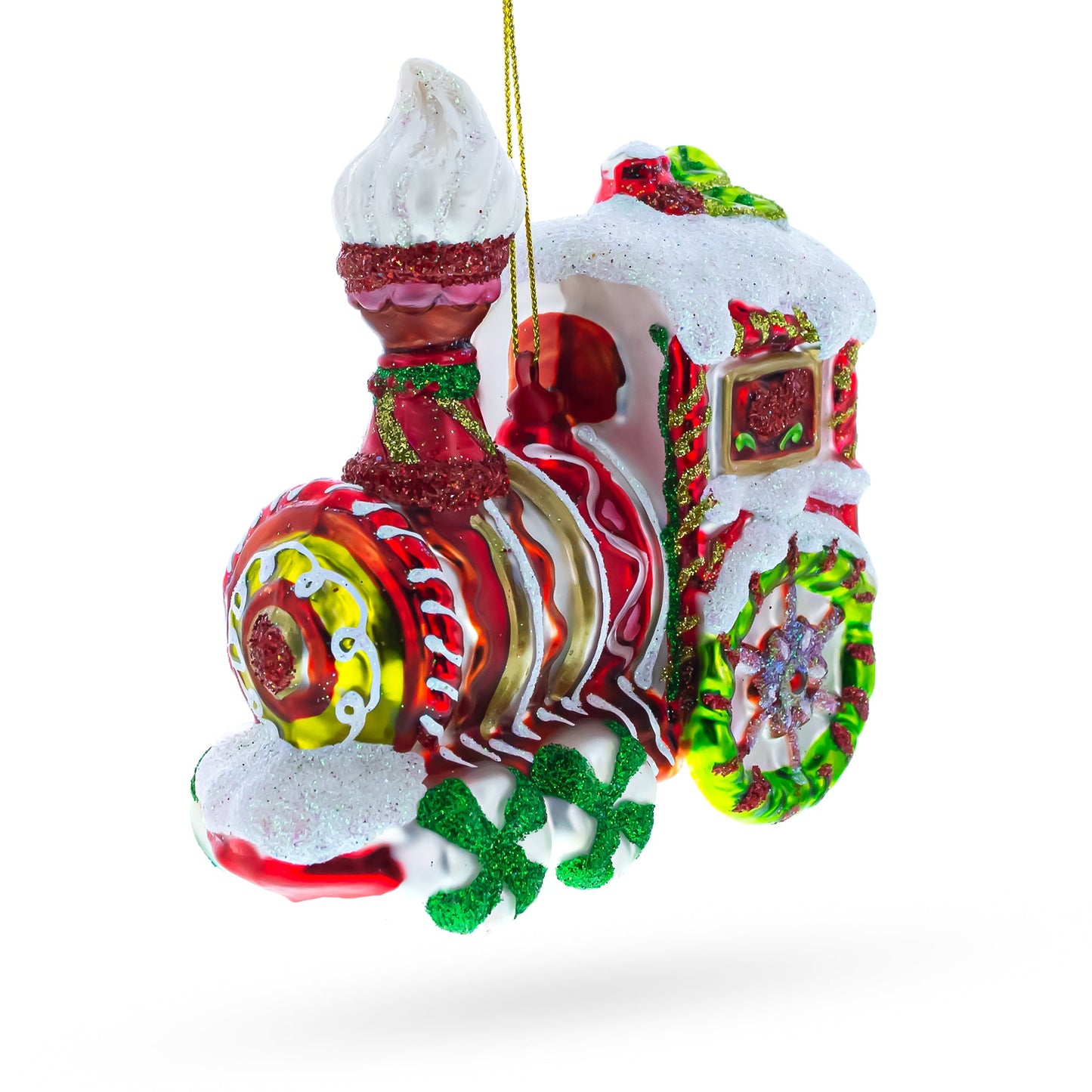 Candy Cane Train Glass Christmas Ornament