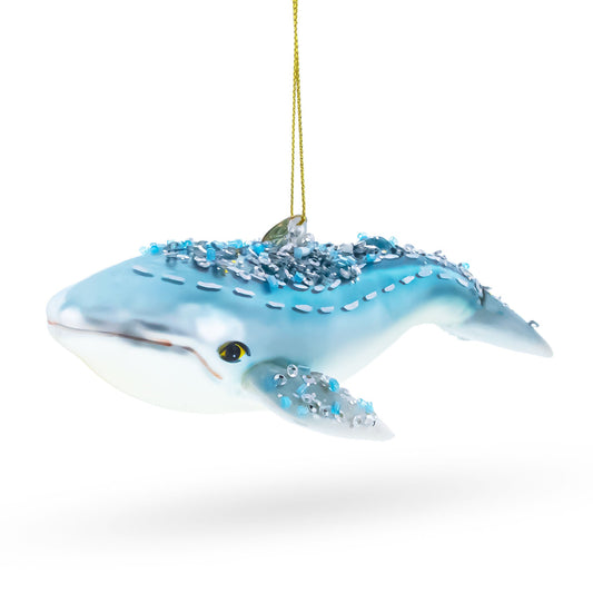 Blue Whale Glass Christmas Ornament