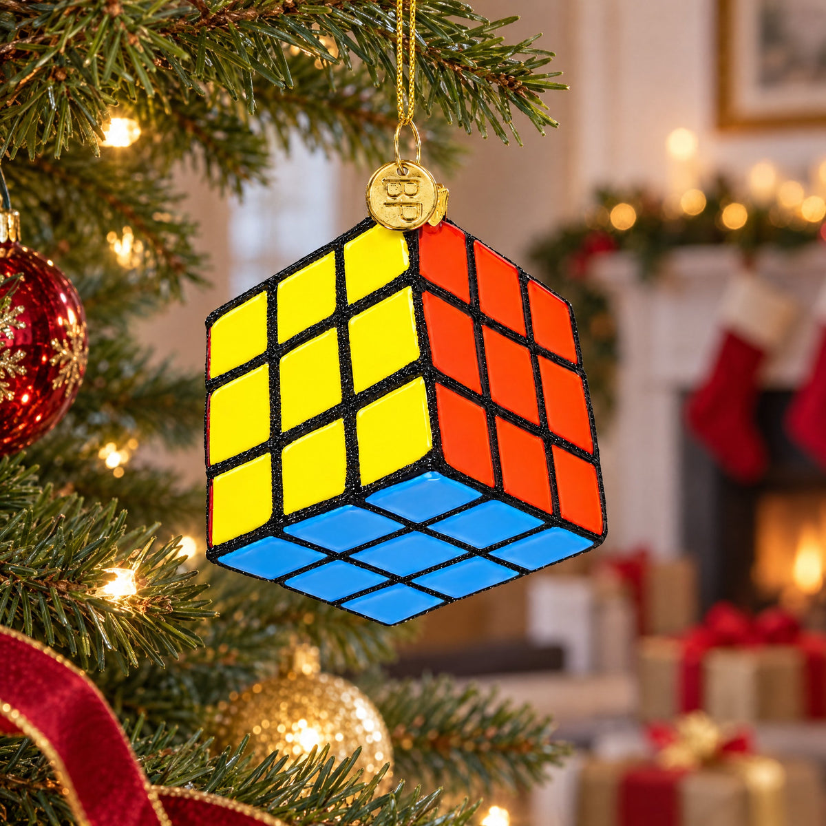 Magic Cube Glass Christmas Ornament