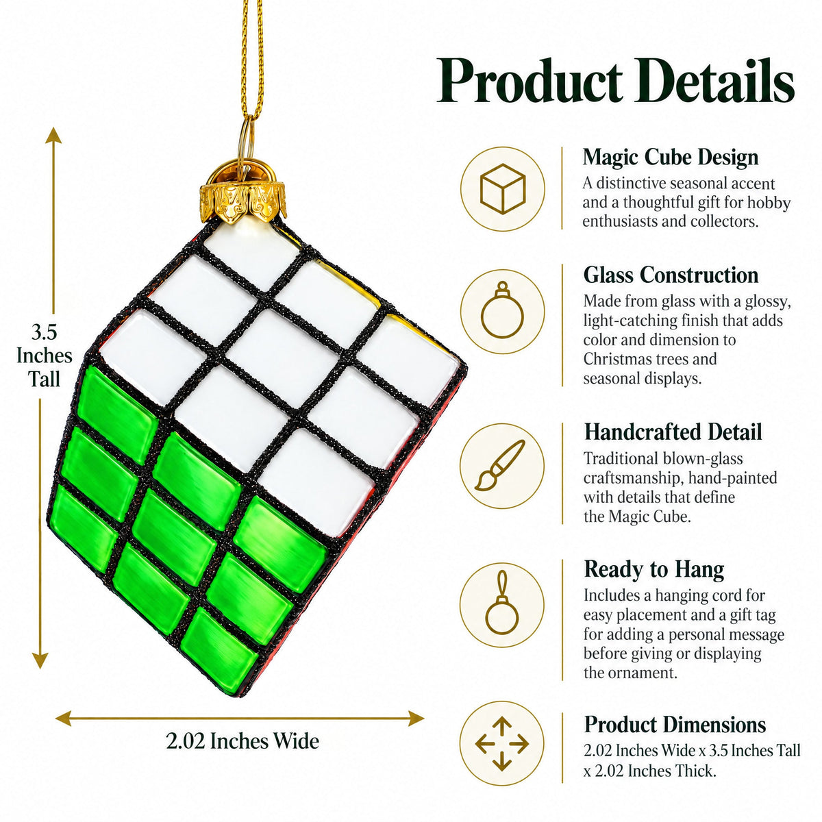 Magic Cube Glass Christmas Ornament