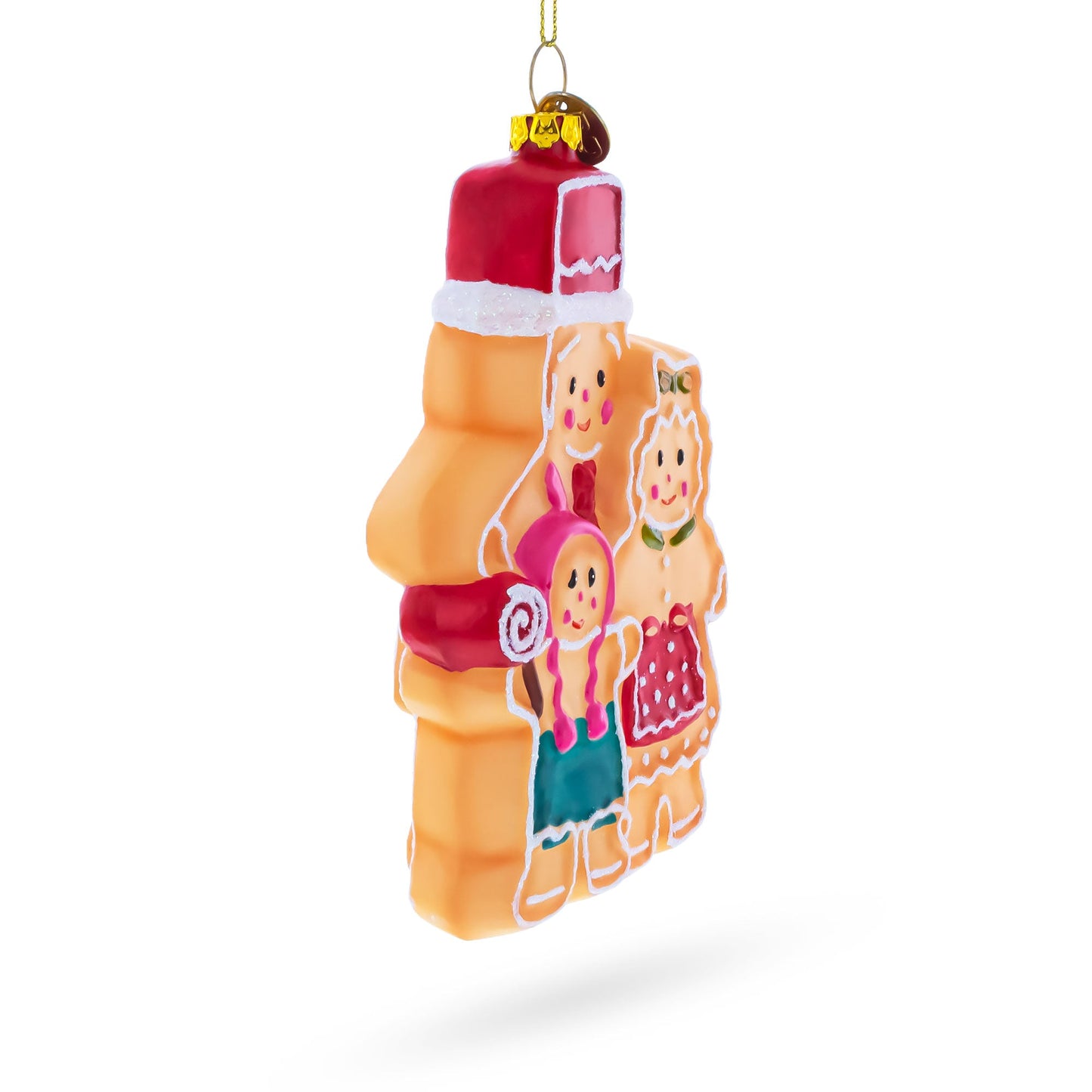 Gingerbread Family Glass Christmas Ornament