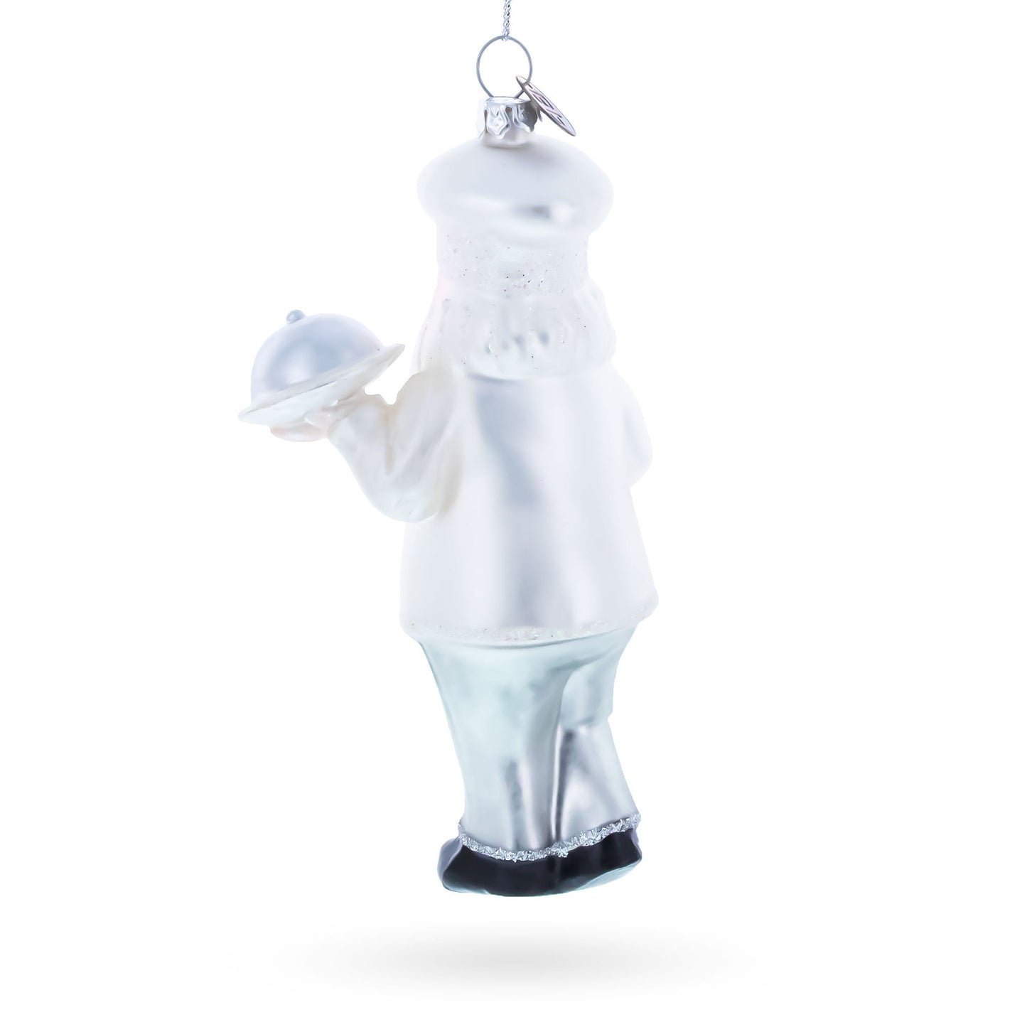 Chef Santa Serving a Festive Feast Glass Christmas Ornament
