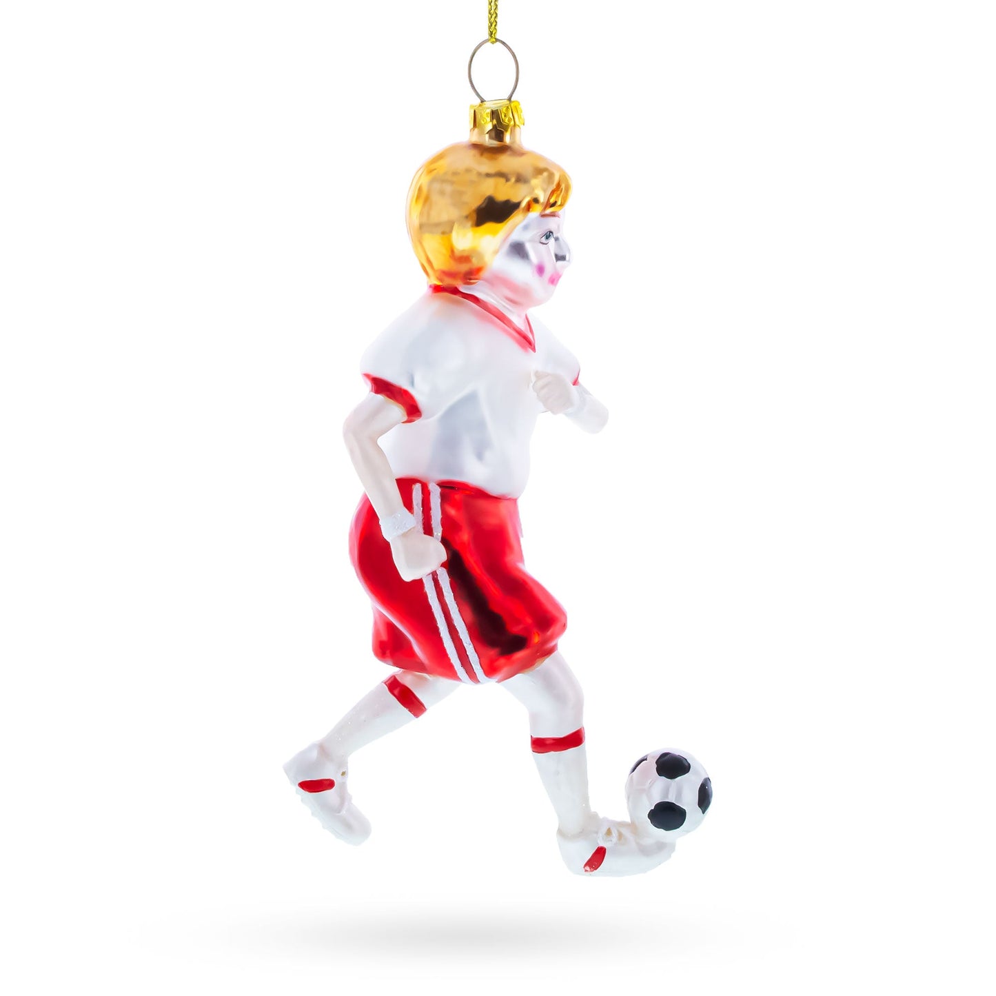 Girl Playing Soccer Glass Christmas Ornament