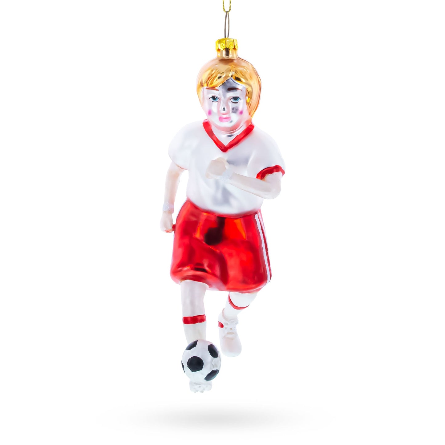 Girl Playing Soccer Glass Christmas Ornament