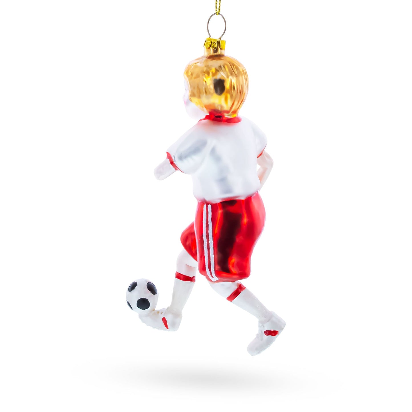 Girl Playing Soccer Glass Christmas Ornament