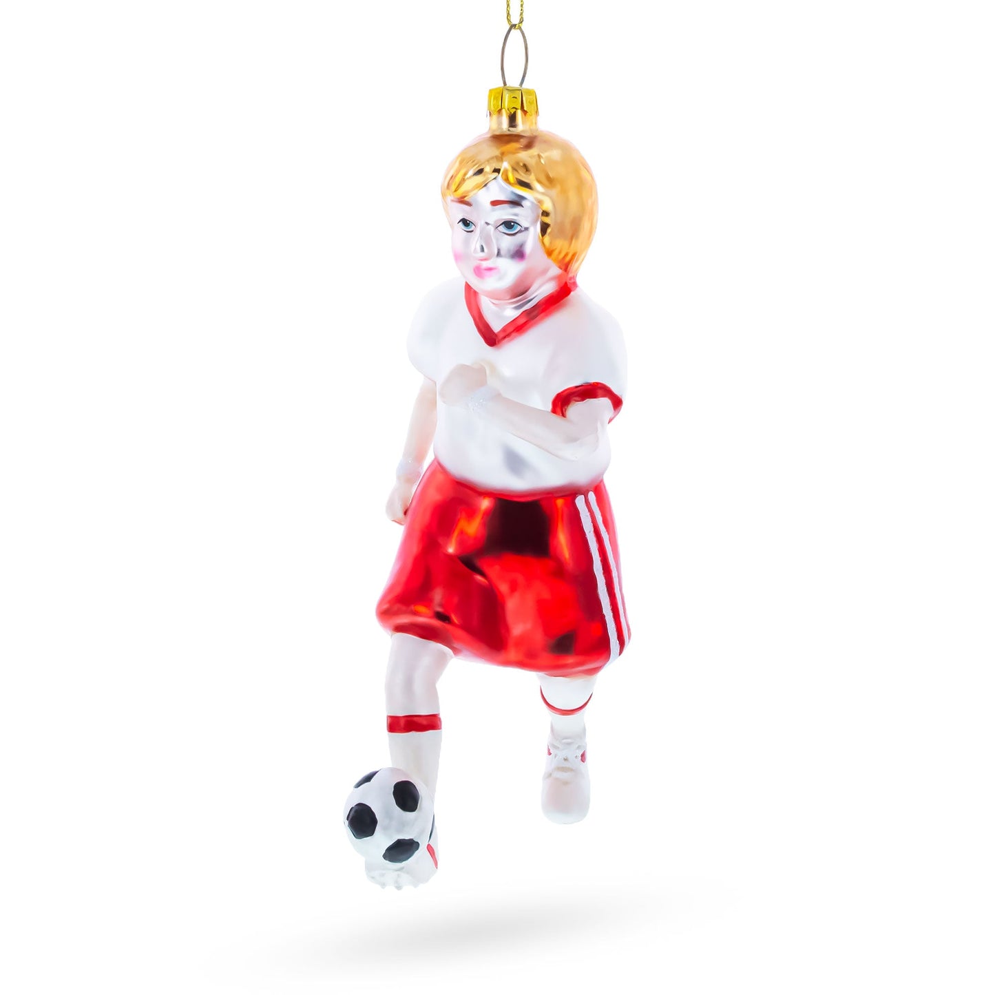 Girl Playing Soccer Glass Christmas Ornament