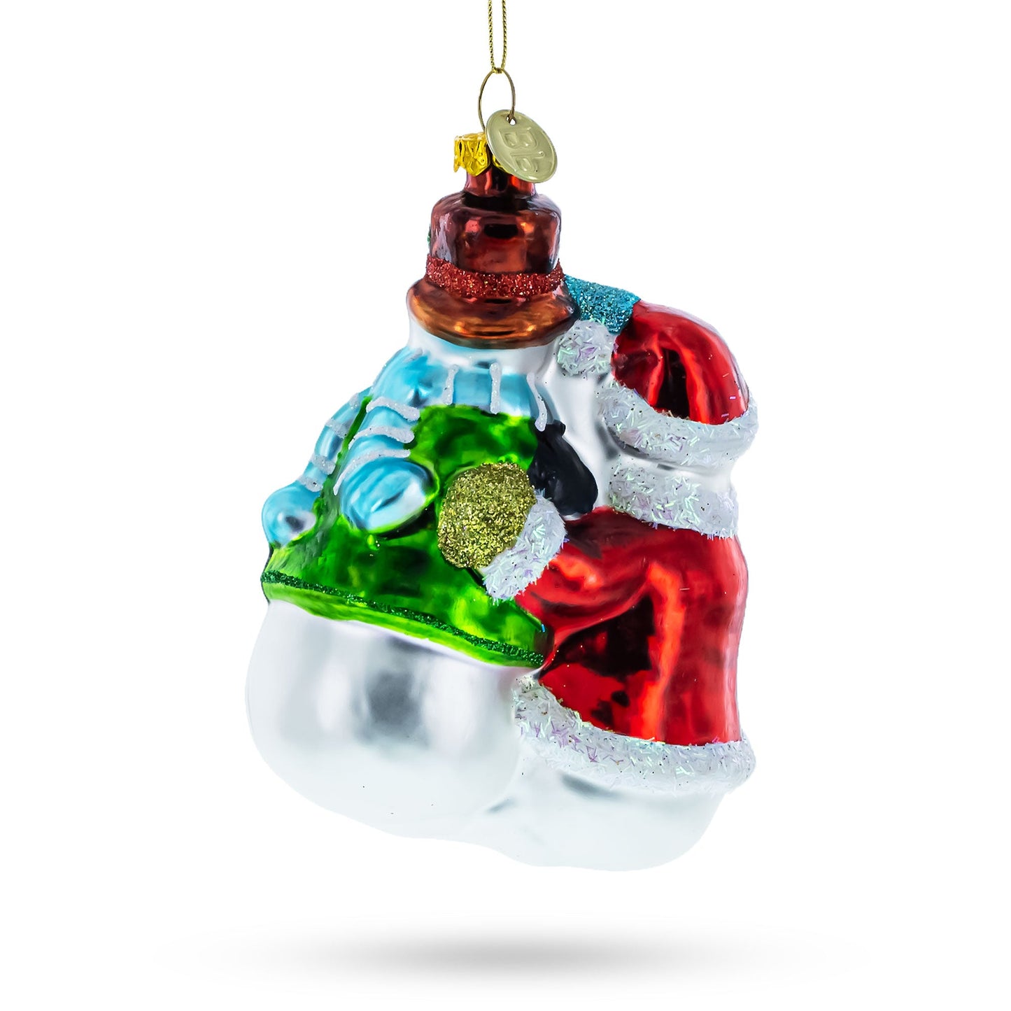 Snowman Family with Baby Glass Christmas Ornament