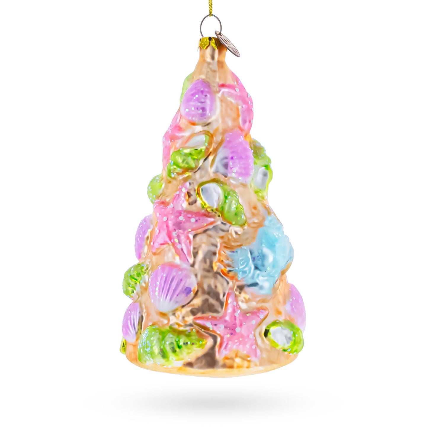 Seashell Christmas Tree Glass Ornament