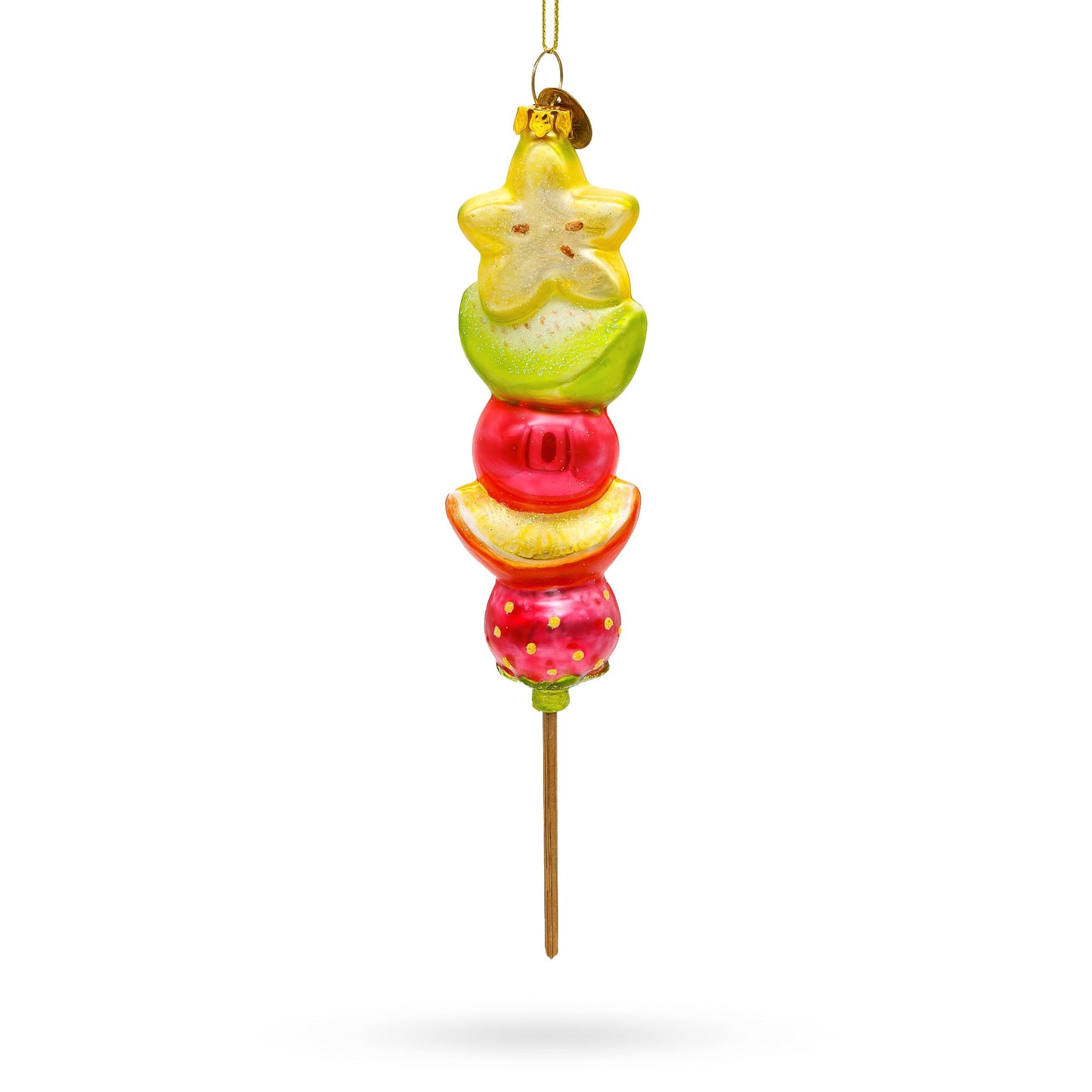 Fruit Medley on a Stick Glass Christmas Ornament