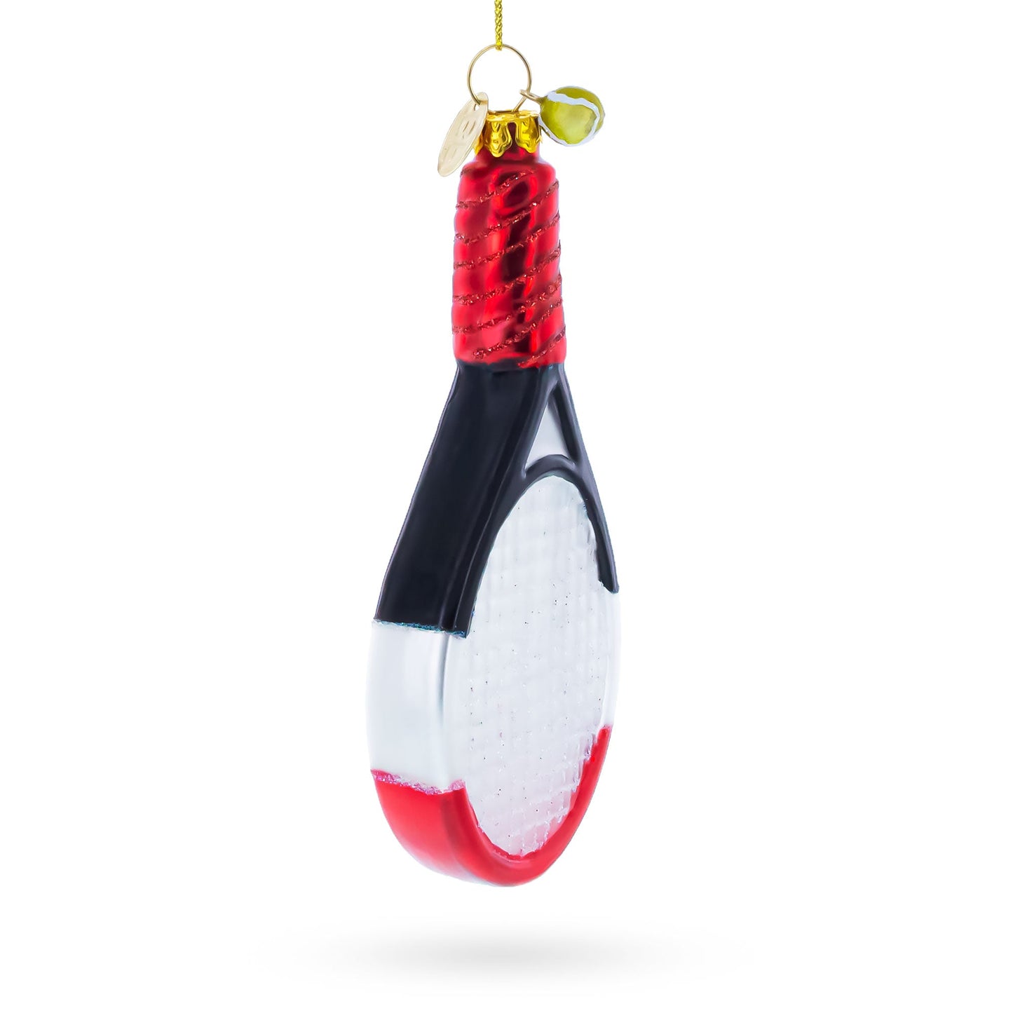 Tennis Racket Glass Christmas Ornament