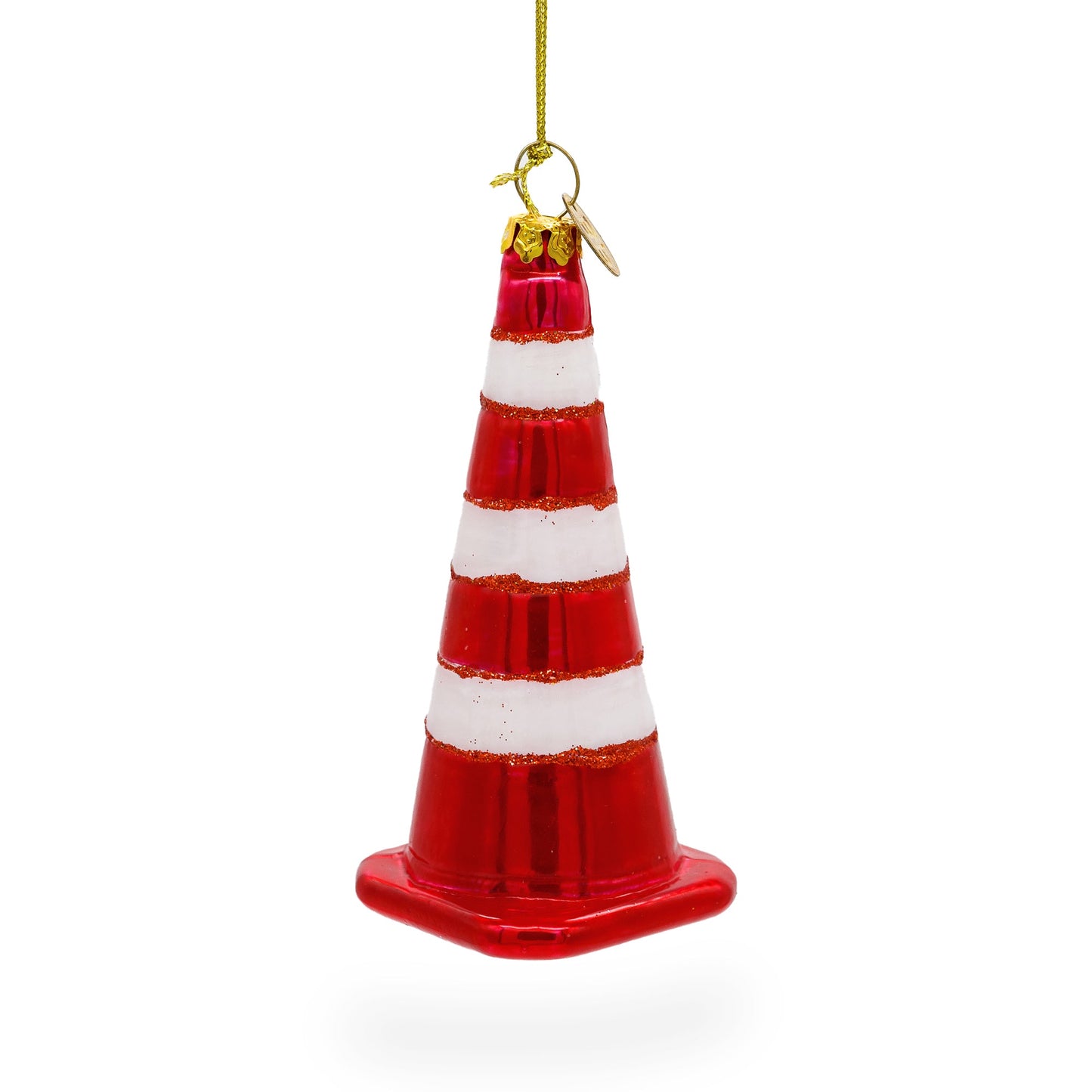 Traffic Cone Glass Christmas Ornament