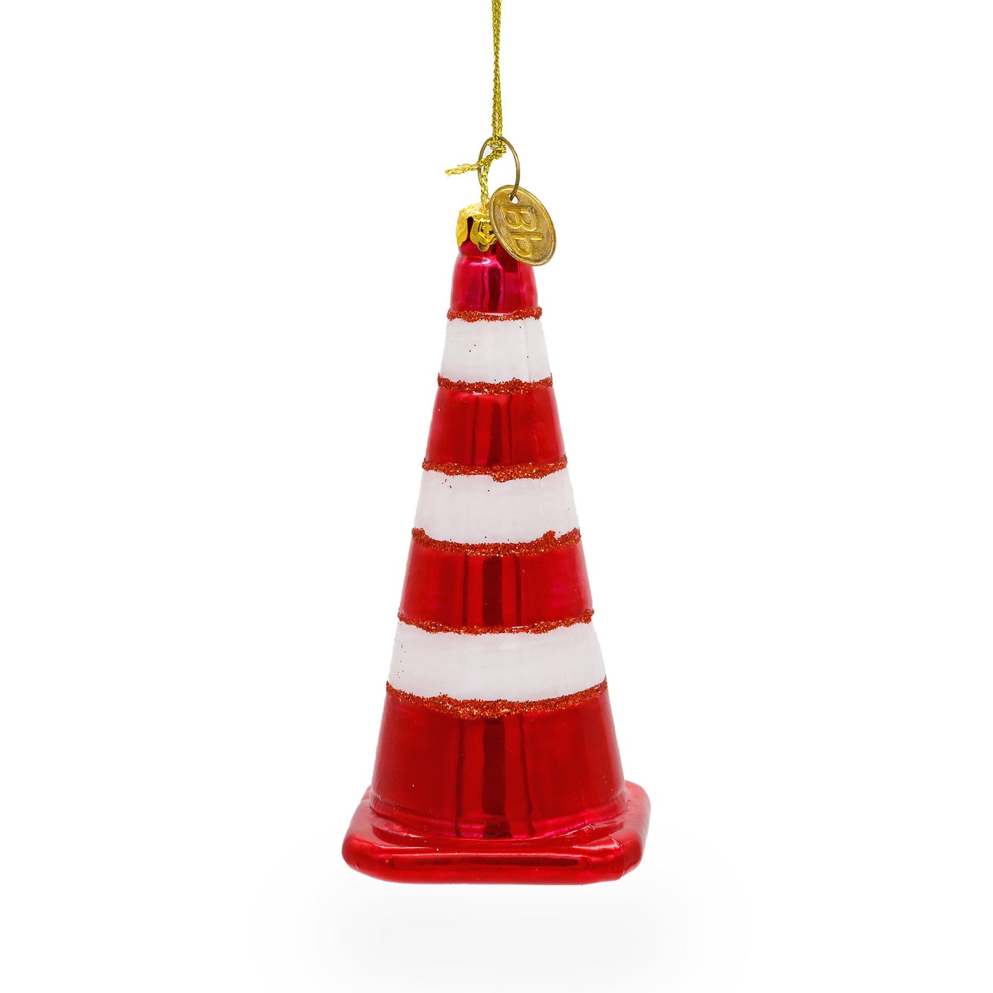 Traffic Cone Glass Christmas Ornament