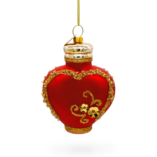 Red Perfume Bottle Glass Christmas Ornament