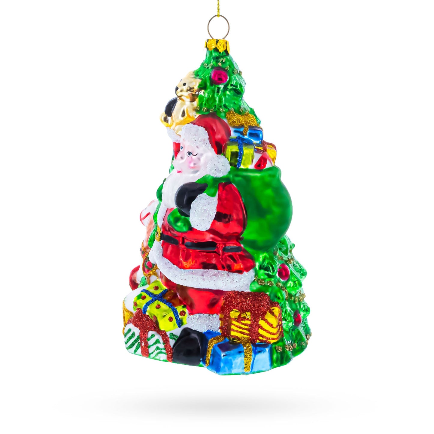 Santa’s Toyland Under the Tree Glass Christmas Ornament