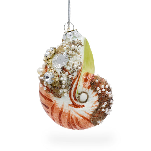 Conch Sea Snail Shell Glass Christmas Ornament