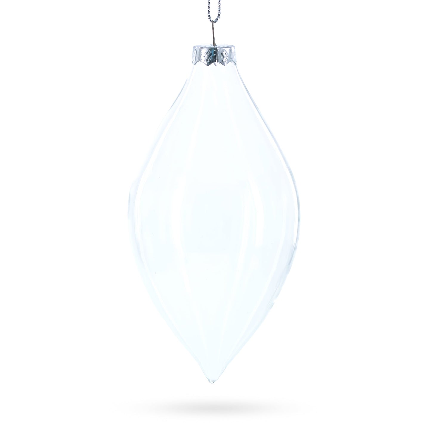 Set of 3 Oval Icicle Clear Glass Christmas Ornament 5.4 Inches (137 mm)