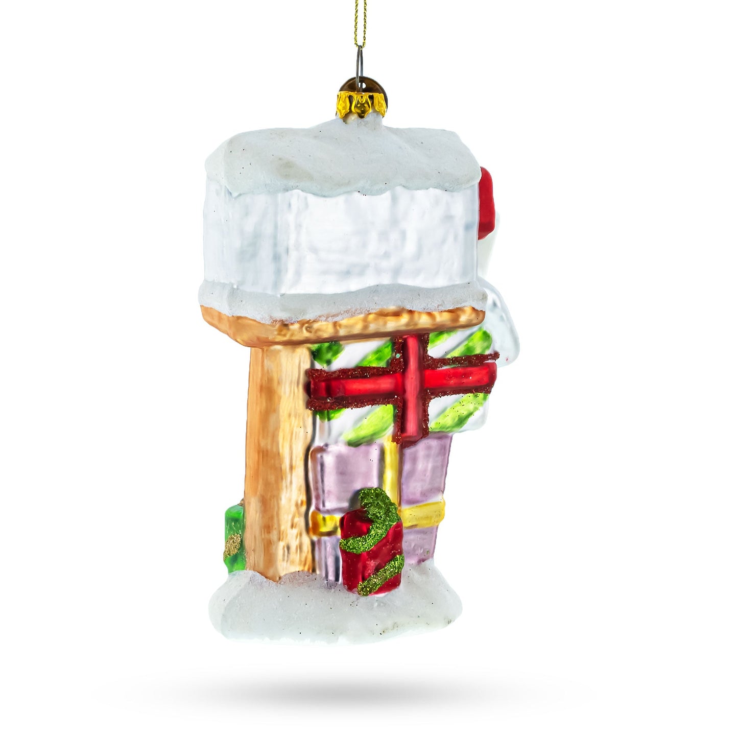 Mailbox with Letters and Gifts Glass Christmas Ornament