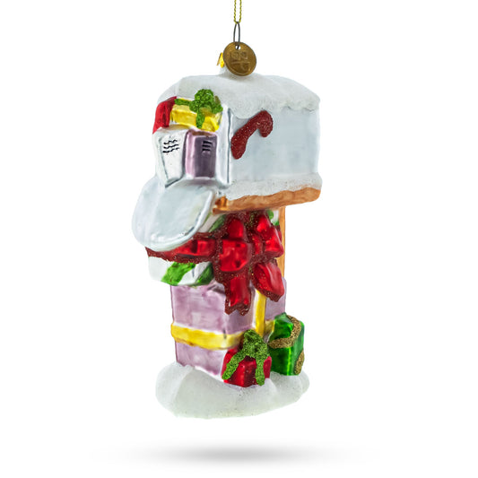 Mailbox with Letters and Gifts Glass Christmas Ornament