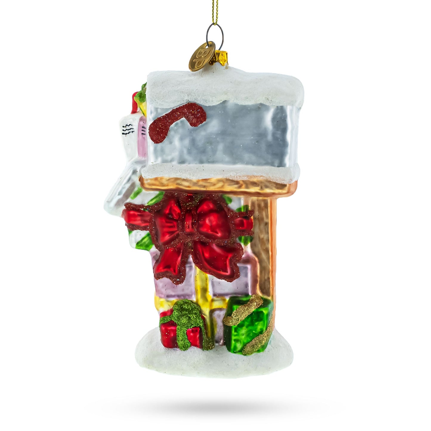 Mailbox with Letters and Gifts Glass Christmas Ornament
