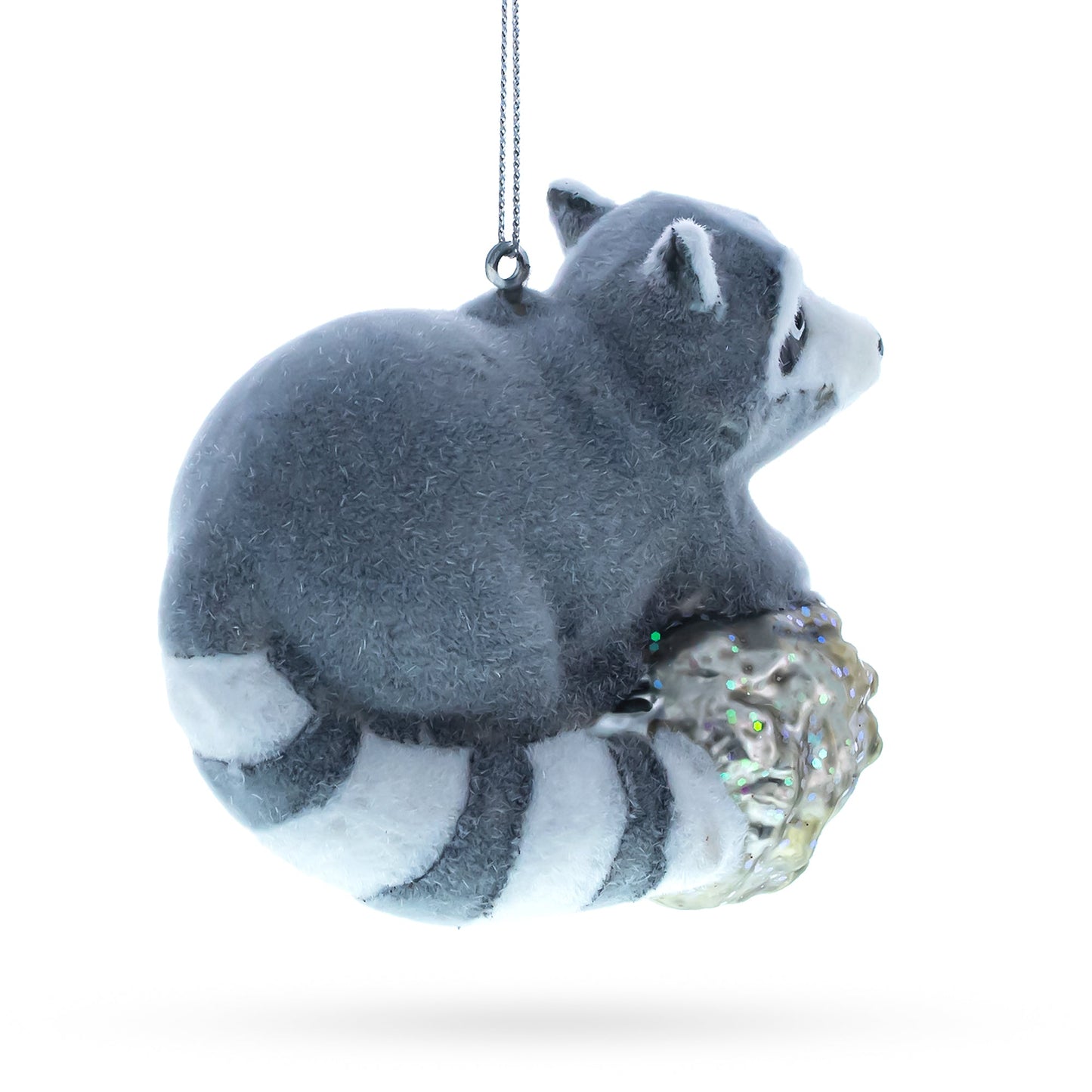 Racoon on a Log Glass Christmas Ornament