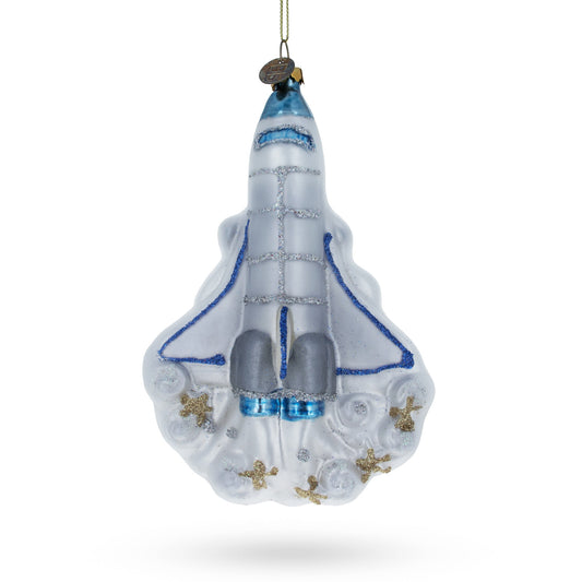 Space Shuttle Take-off Glass Christmas Ornament