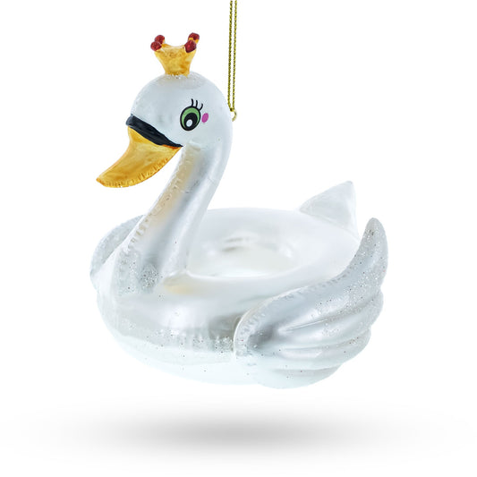 Regal Swan Floatie Queen Glass Christmas Ornament