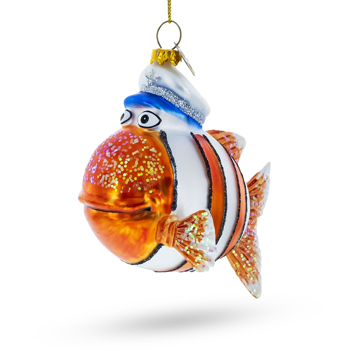 Captain Fish Glass Christmas Ornament