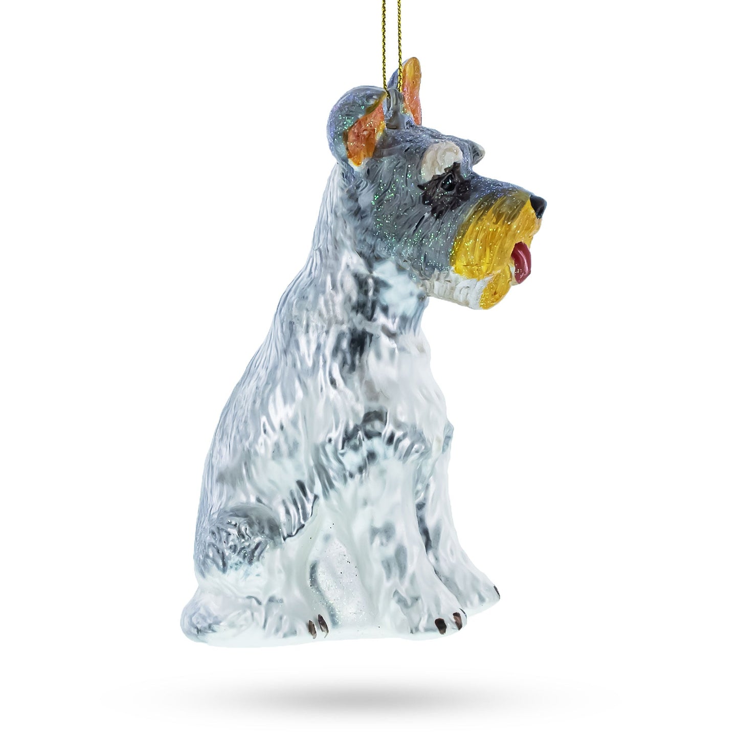 Schnauzer Sitting Pretty Glass Christmas Ornament
