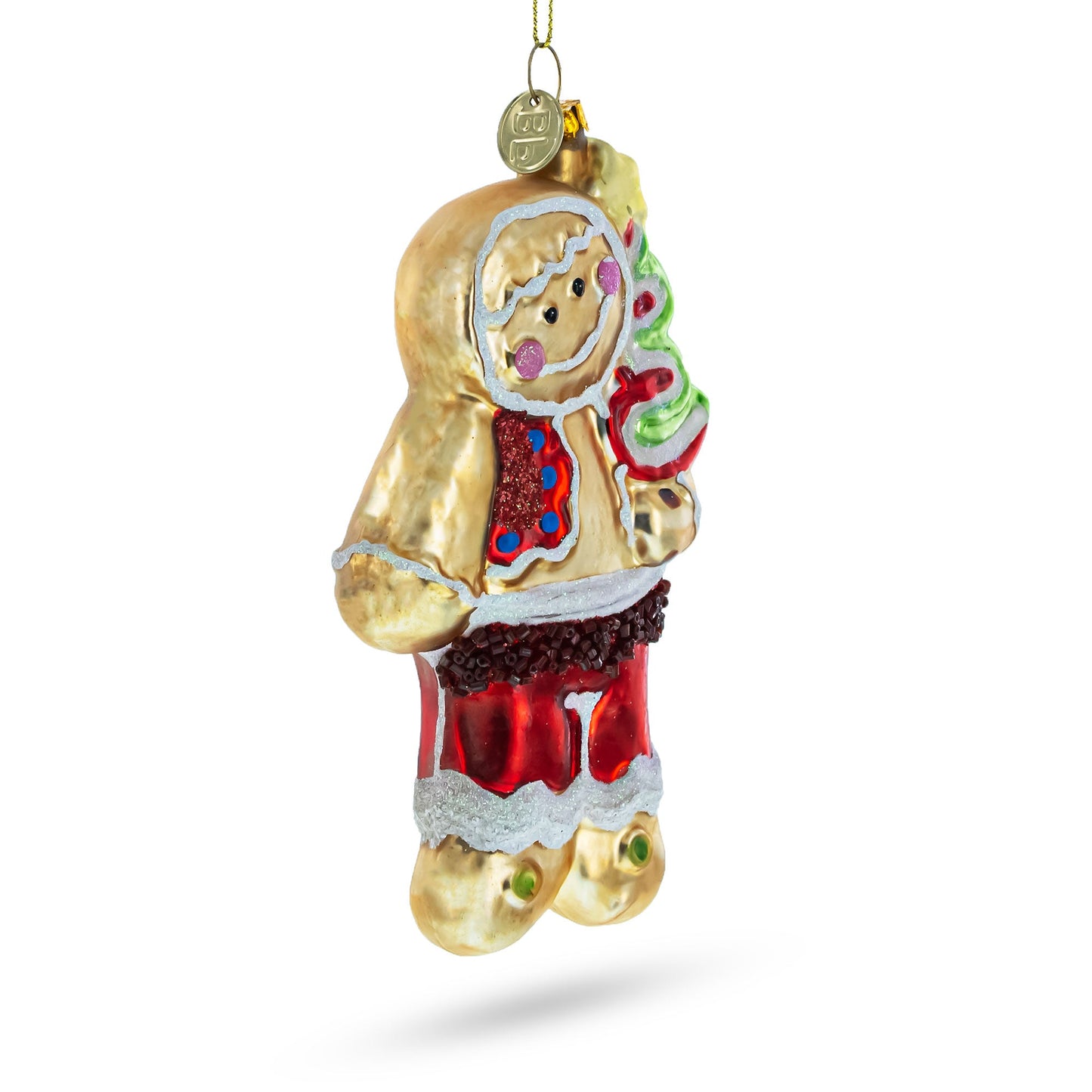 Gingerbread with Christmas Tree Glass Ornament
