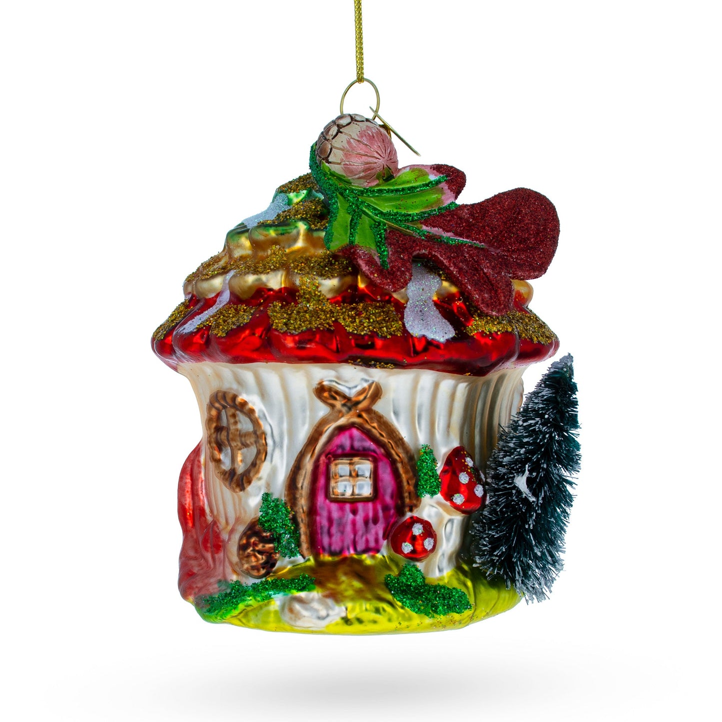 Fairy House Nestled in a Woodland Glade Glass Christmas Ornament