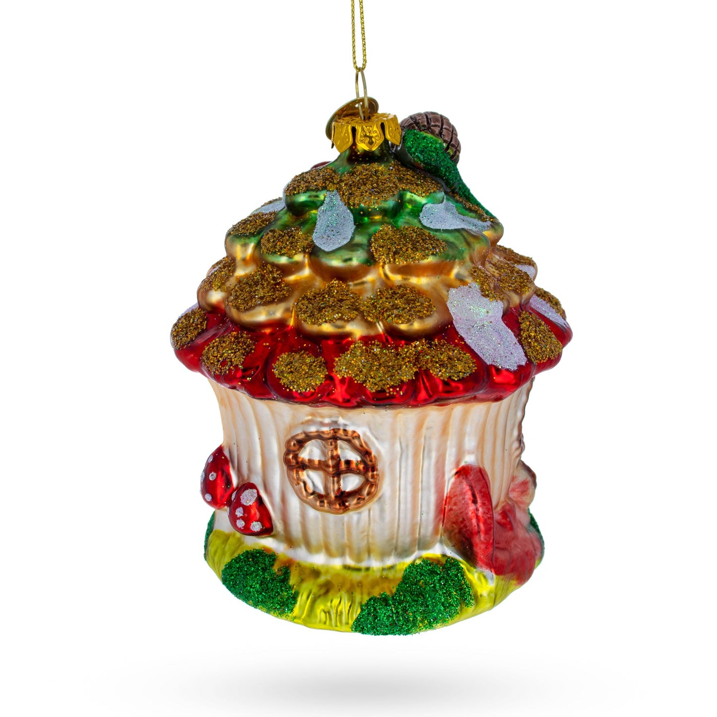 Fairy House Nestled in a Woodland Glade Glass Christmas Ornament