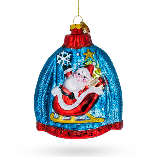 Sweater with Santa with Sleigh Glass Christmas Ornament