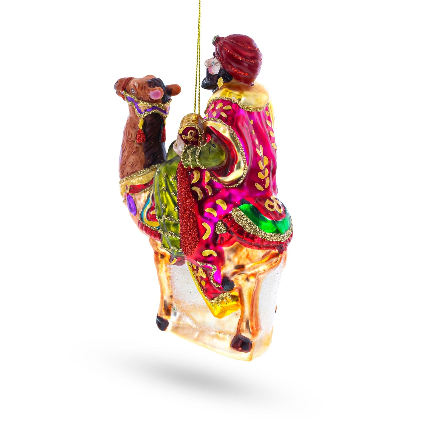 Wiseman Riding a Camel Glass Christmas Ornament