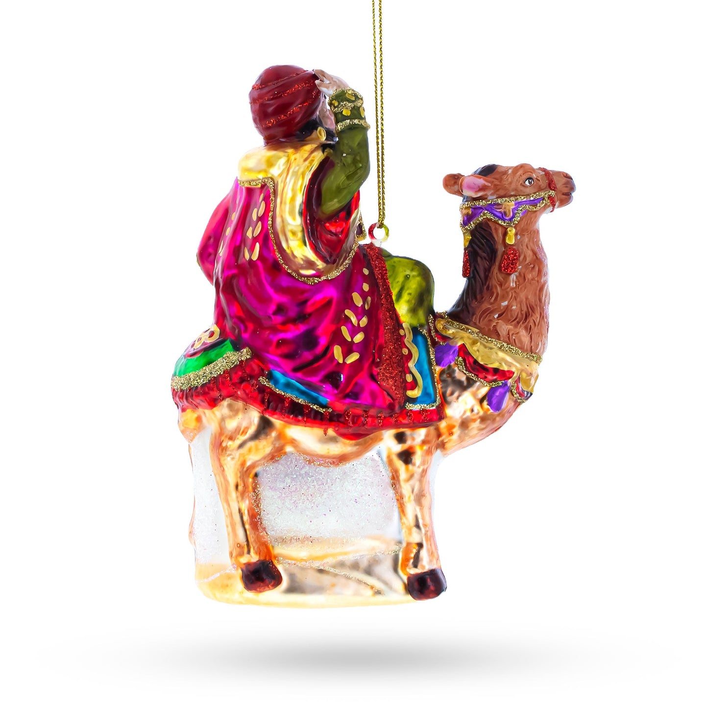 Wiseman Riding a Camel Glass Christmas Ornament