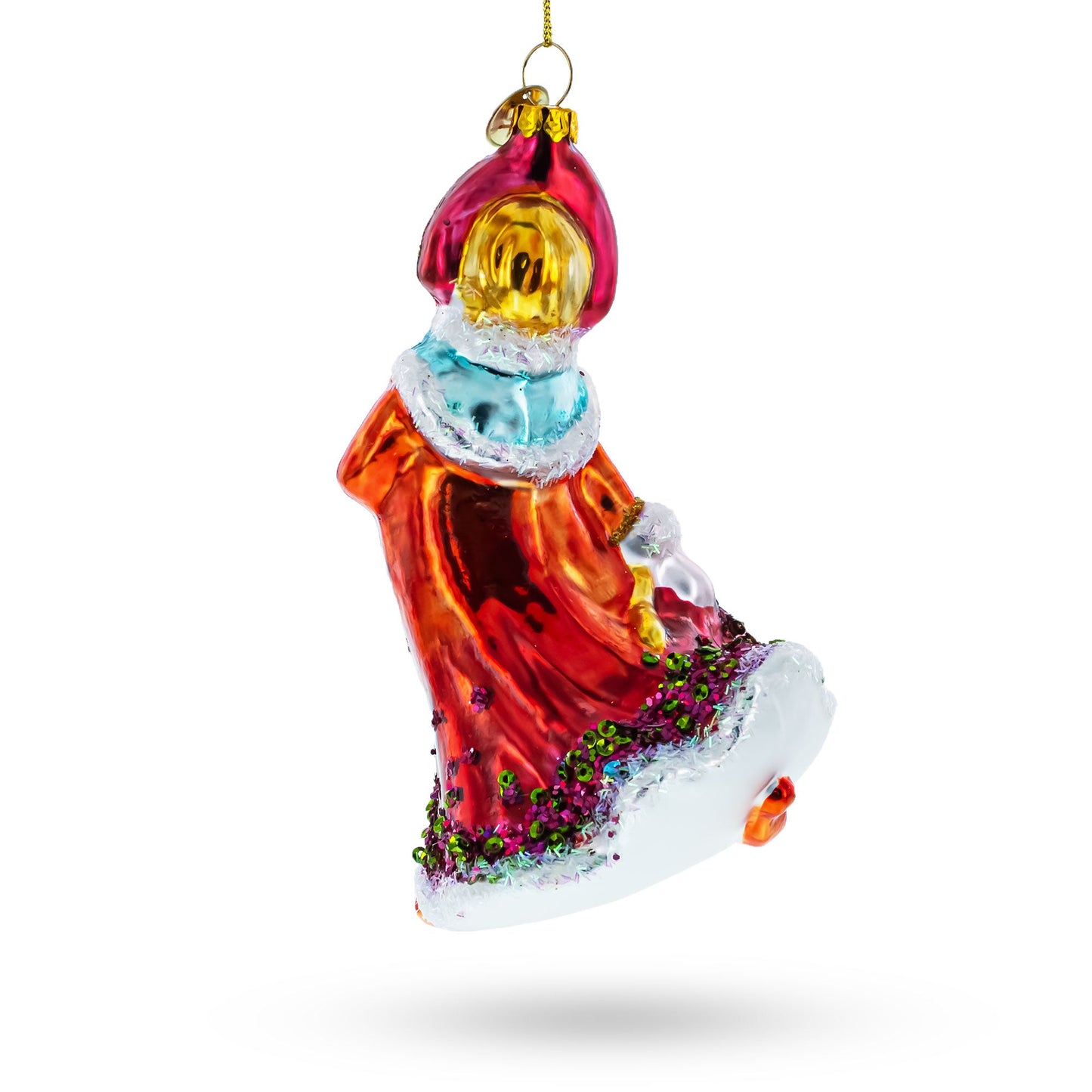Snow Maiden in Red Glass Christmas Ornament
