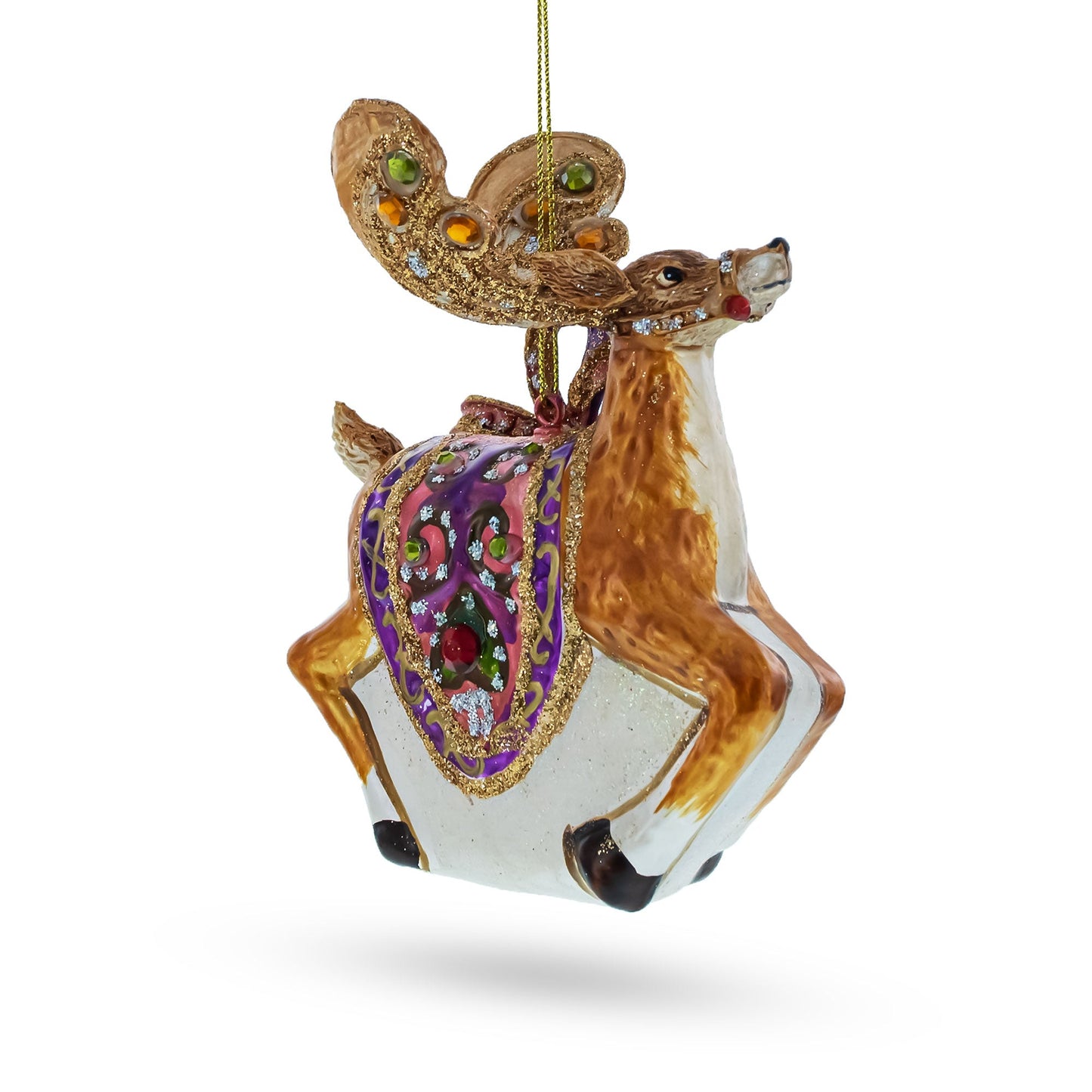 Fancy Reindeer Glass Christmas Ornament