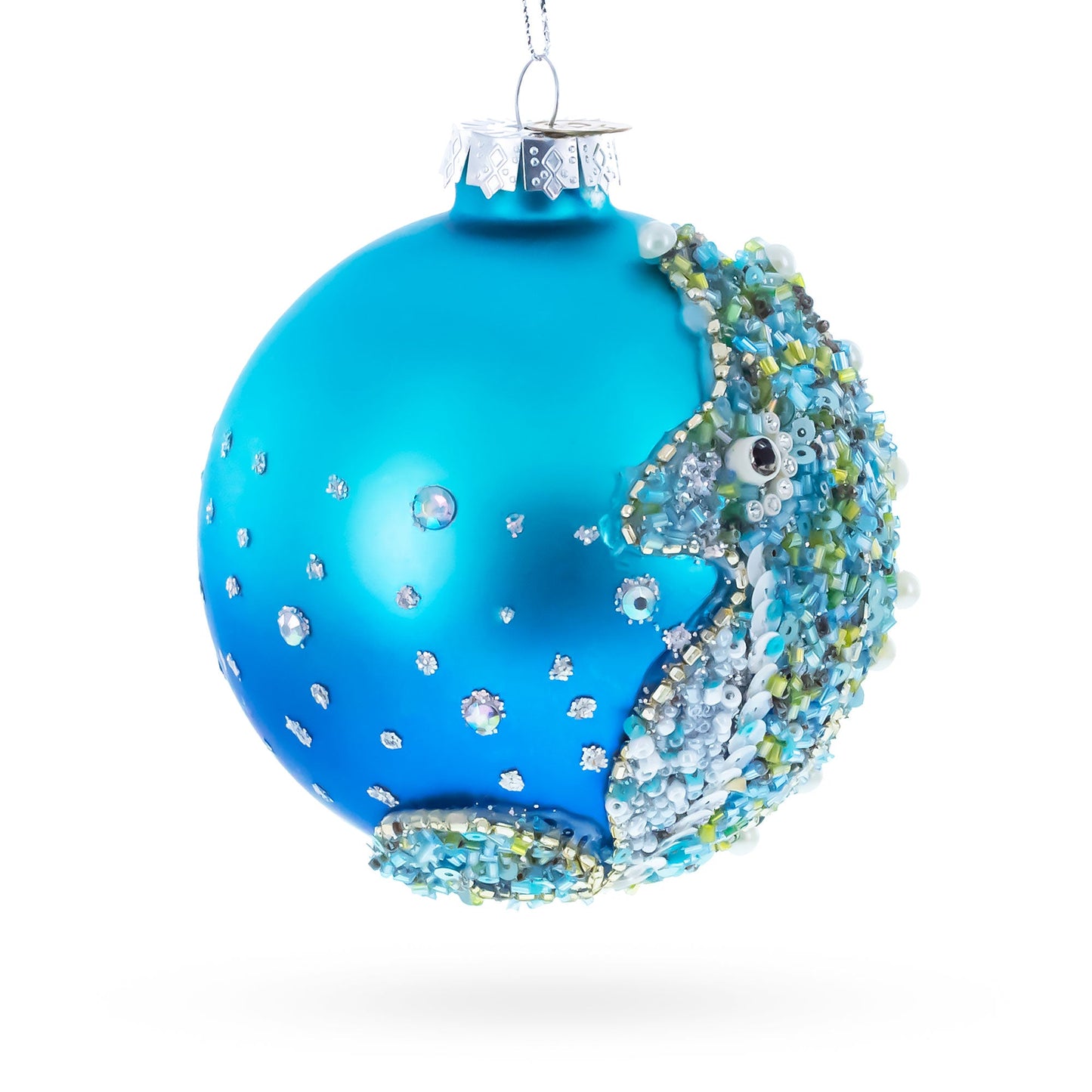 Beaded Seahorse Ocean Glass Ball Christmas Ornament