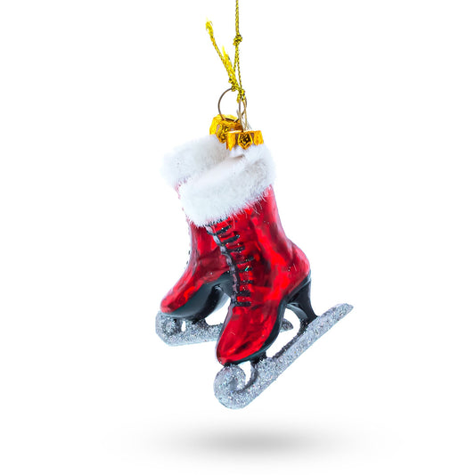 Red Skates Glass Christmas Ornament