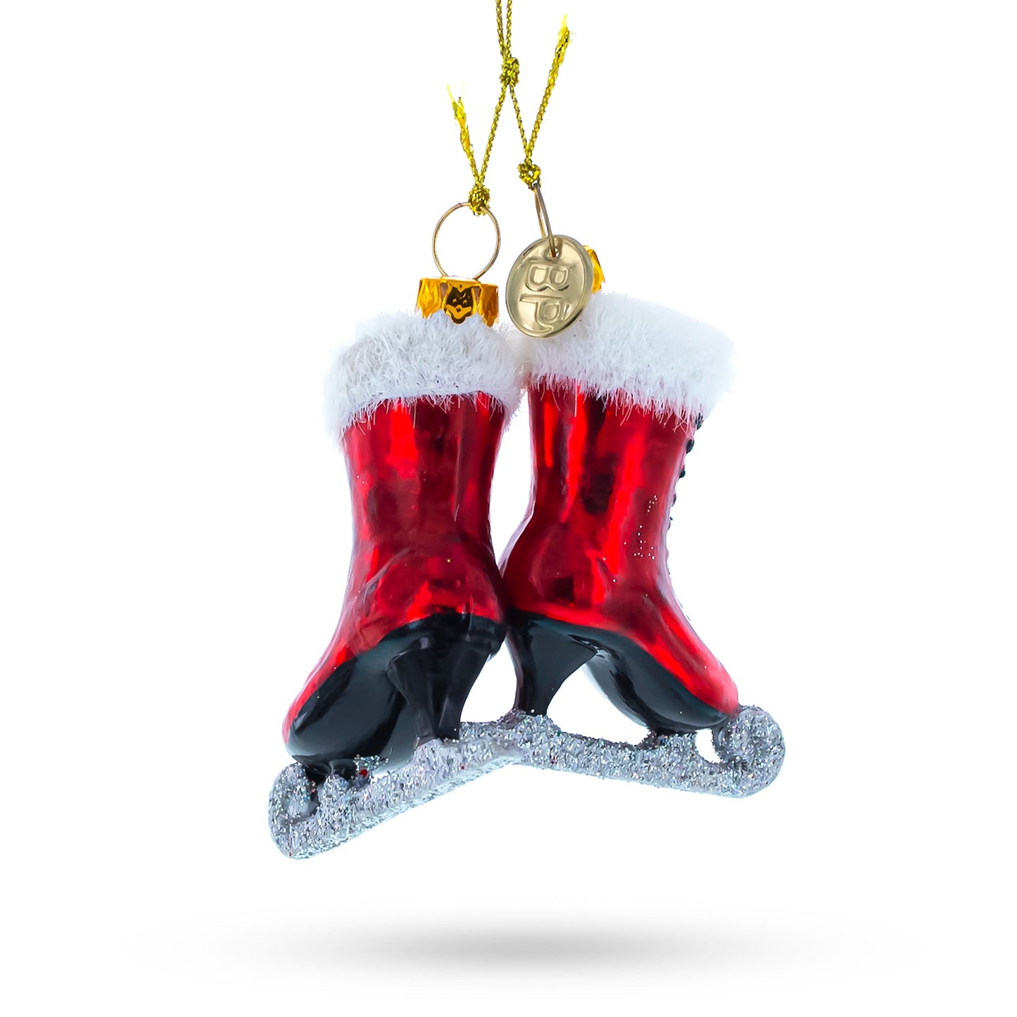 Red Skates Glass Christmas Ornament
