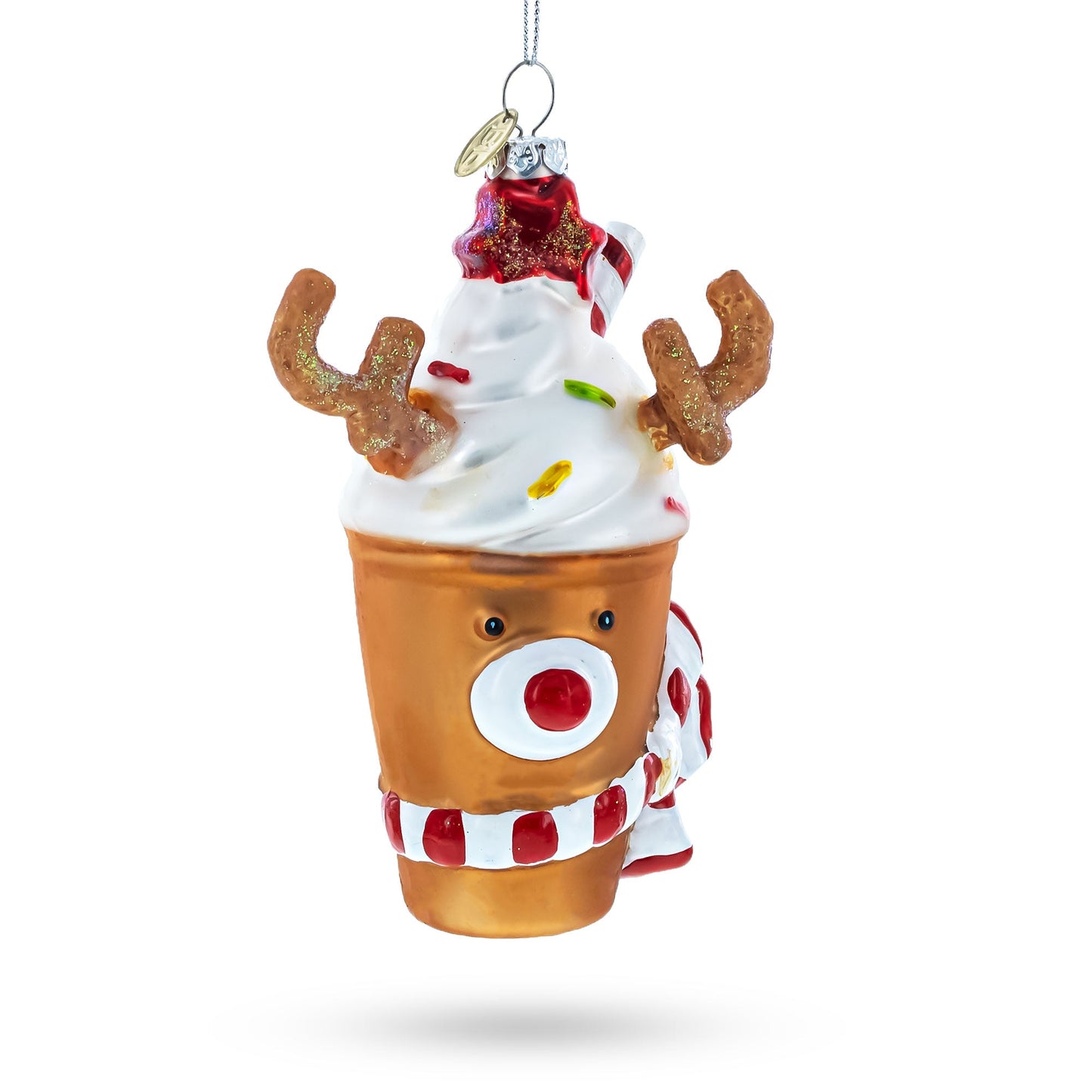 Reindeer Milkshake Glass Christmas Ornament