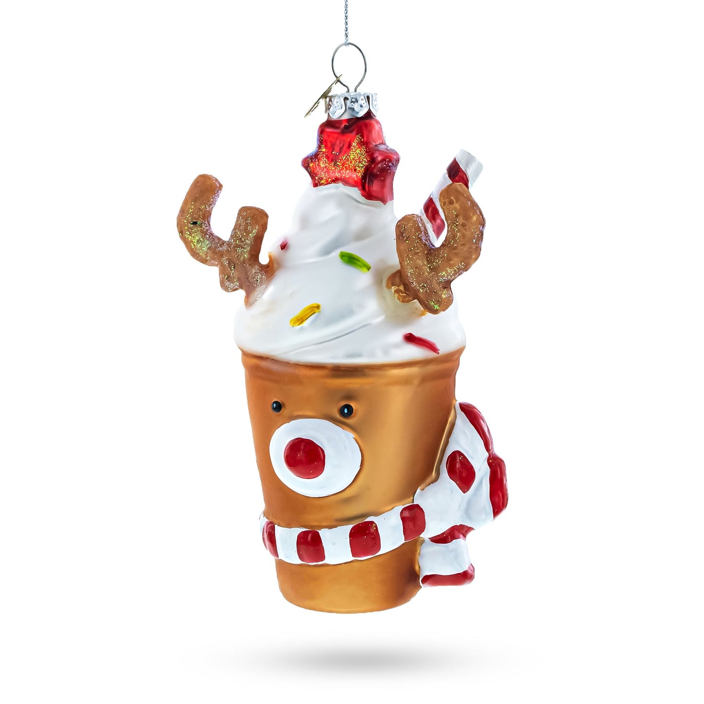 Reindeer Milkshake Glass Christmas Ornament