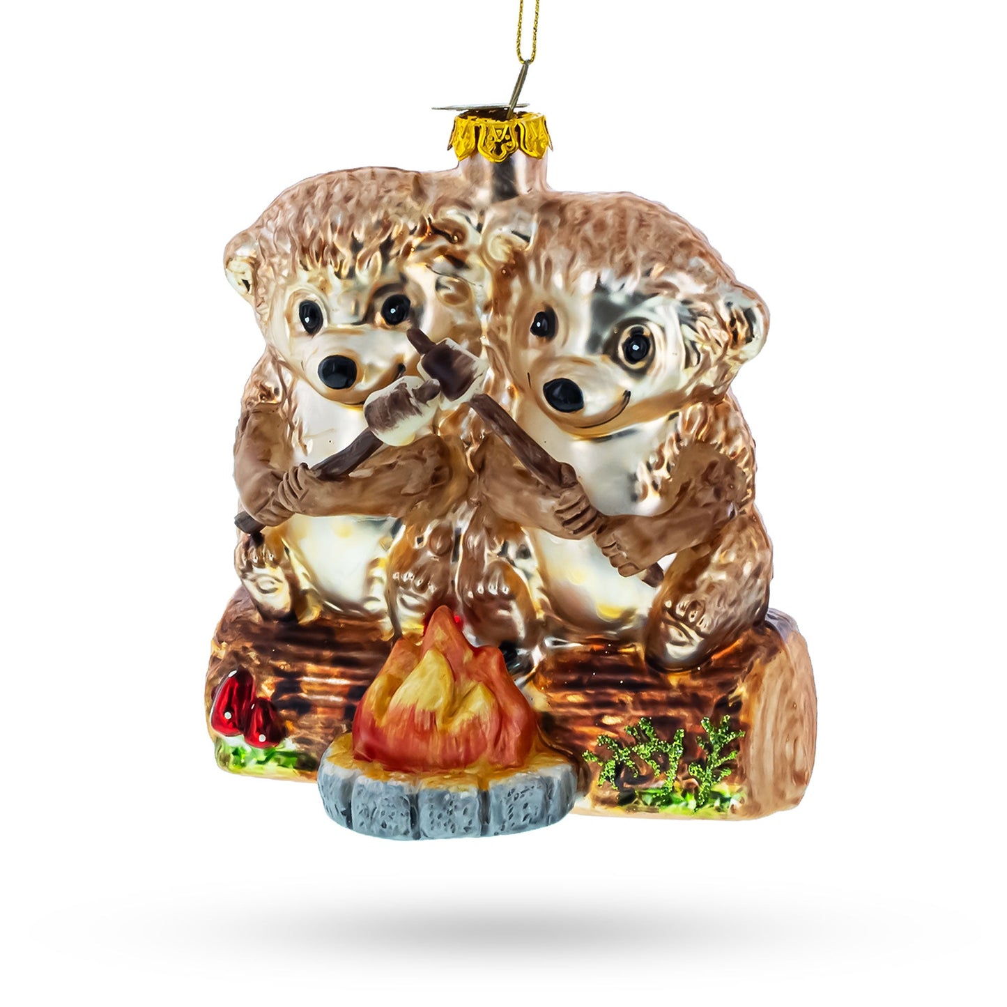 Wombats Roast Marshmallow Glass Christmas Ornament