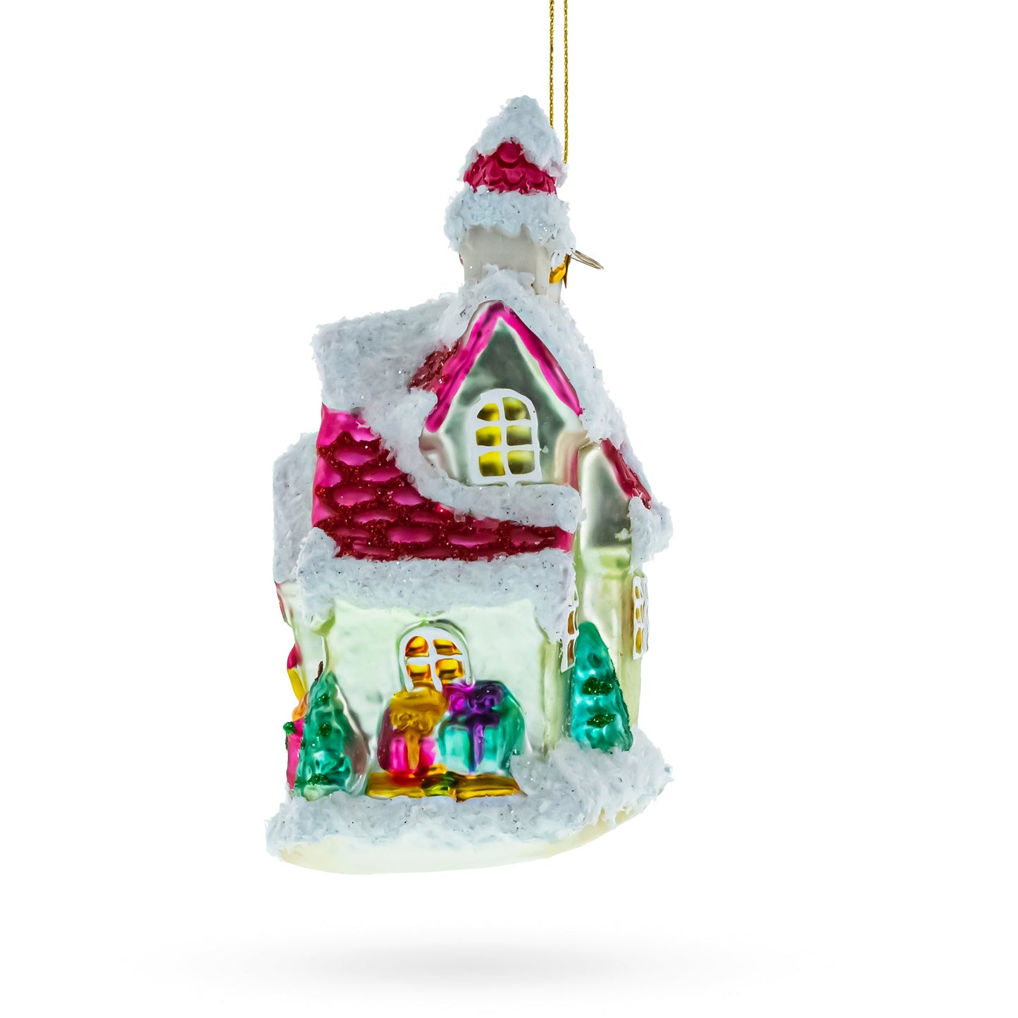 Winter Wonderland Snow-Covered House Glass Christmas Ornament